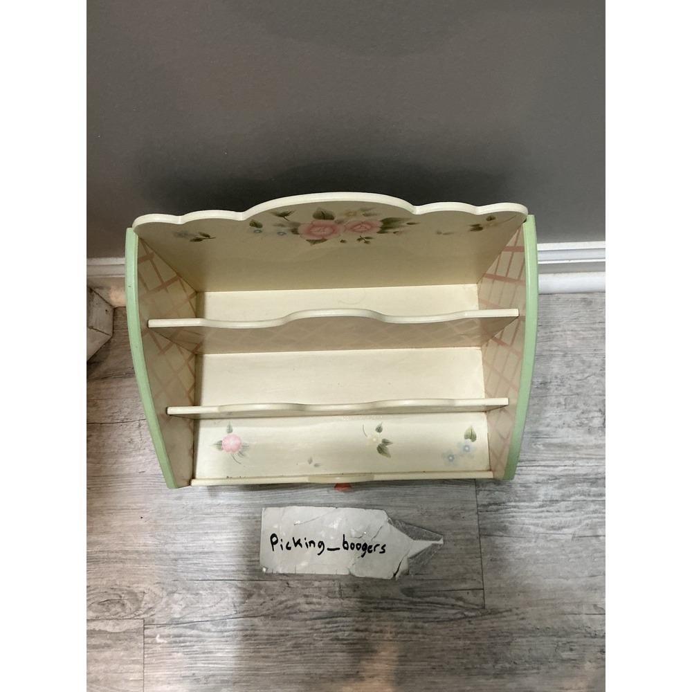 PFALTZGRAFF TEA ROSE KITCHEN DESK LETTER BILL WOOD ORGANIZER COLLECTOR ITEM - Picture 4 of 16